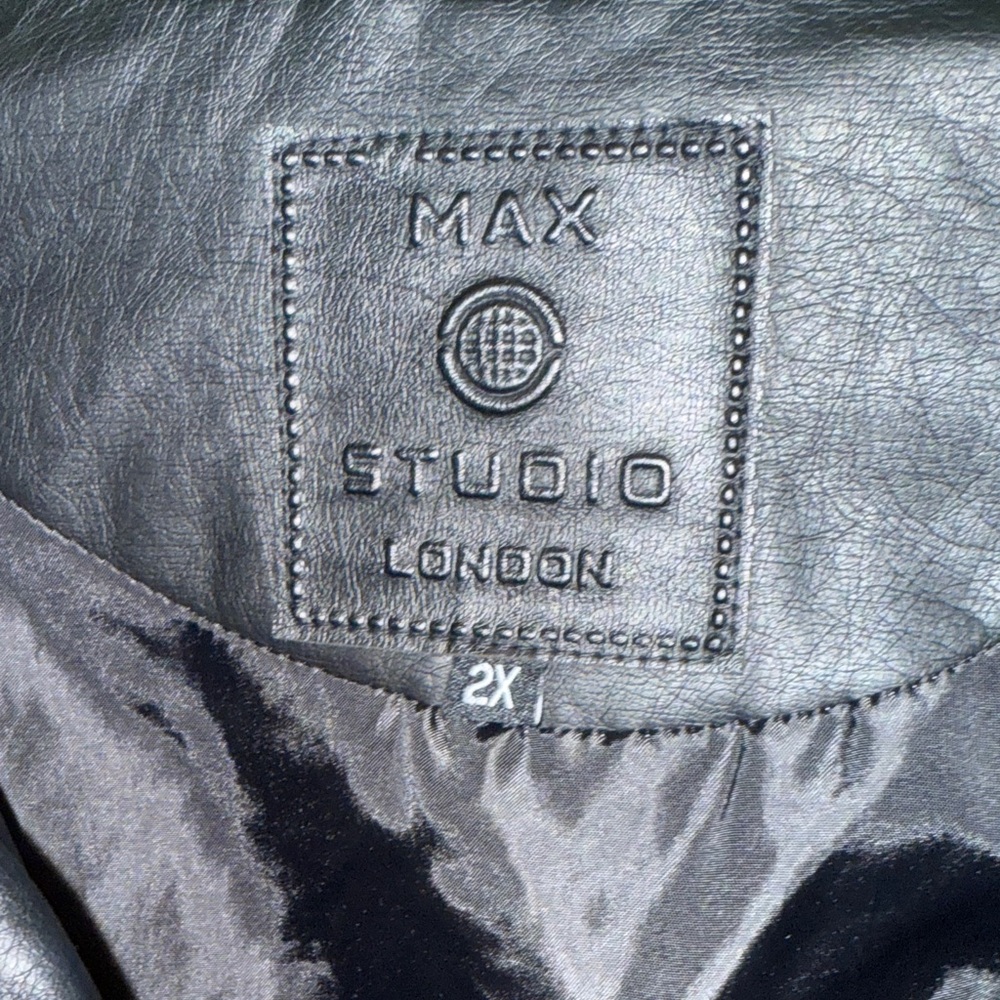 Women's Black Faux Leather Jacket - Picture 2 of 5